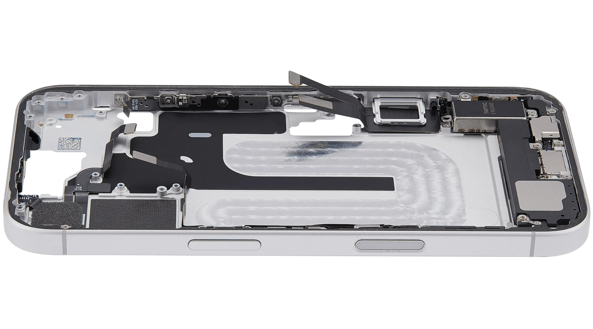Mid-Frame Housing W/ Charging Port Flex & Small Parts For iPhone 16 (EU / Global Version) (Pull) (White)