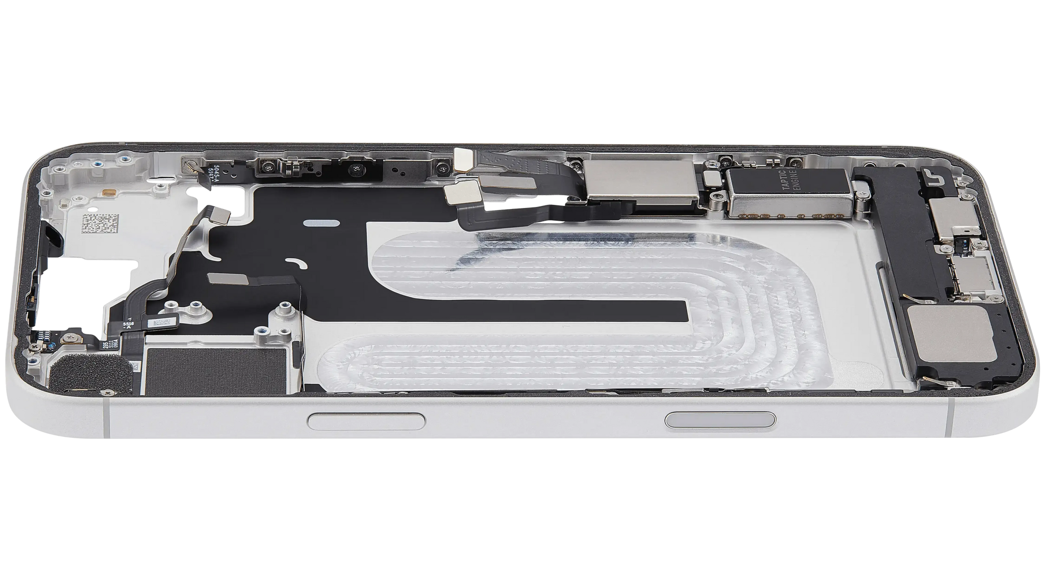 Mid-Frame Housing W/ Charging Port Flex & Small Parts For iPhone 16 Plus (US Version) (Pull) (White)