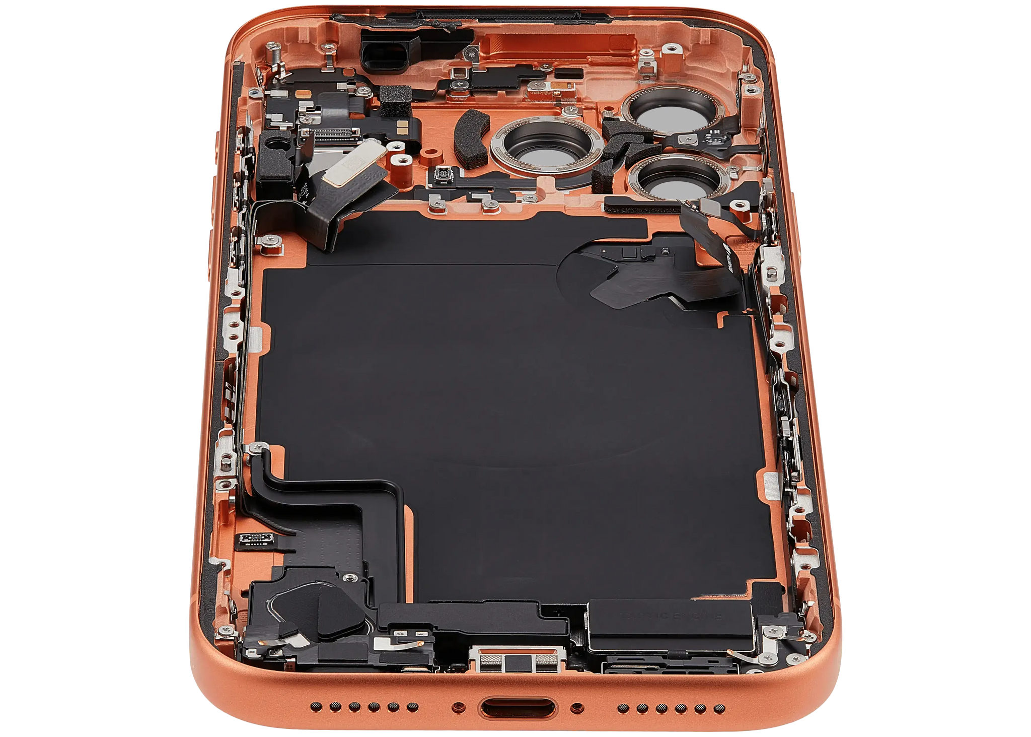 Back Housing W/ Charging Port Flex & Small Parts For iPhone 17 Pro Max (EU / Global Version) (Pull) (Cosmic Orange)