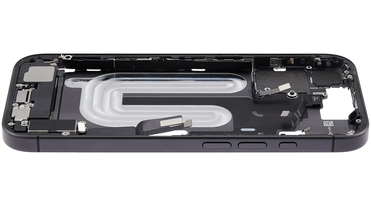 Mid-Frame Housing W/ Charging Port Flex & Small Parts For iPhone 17 (US Version) (Pull) (Black)
