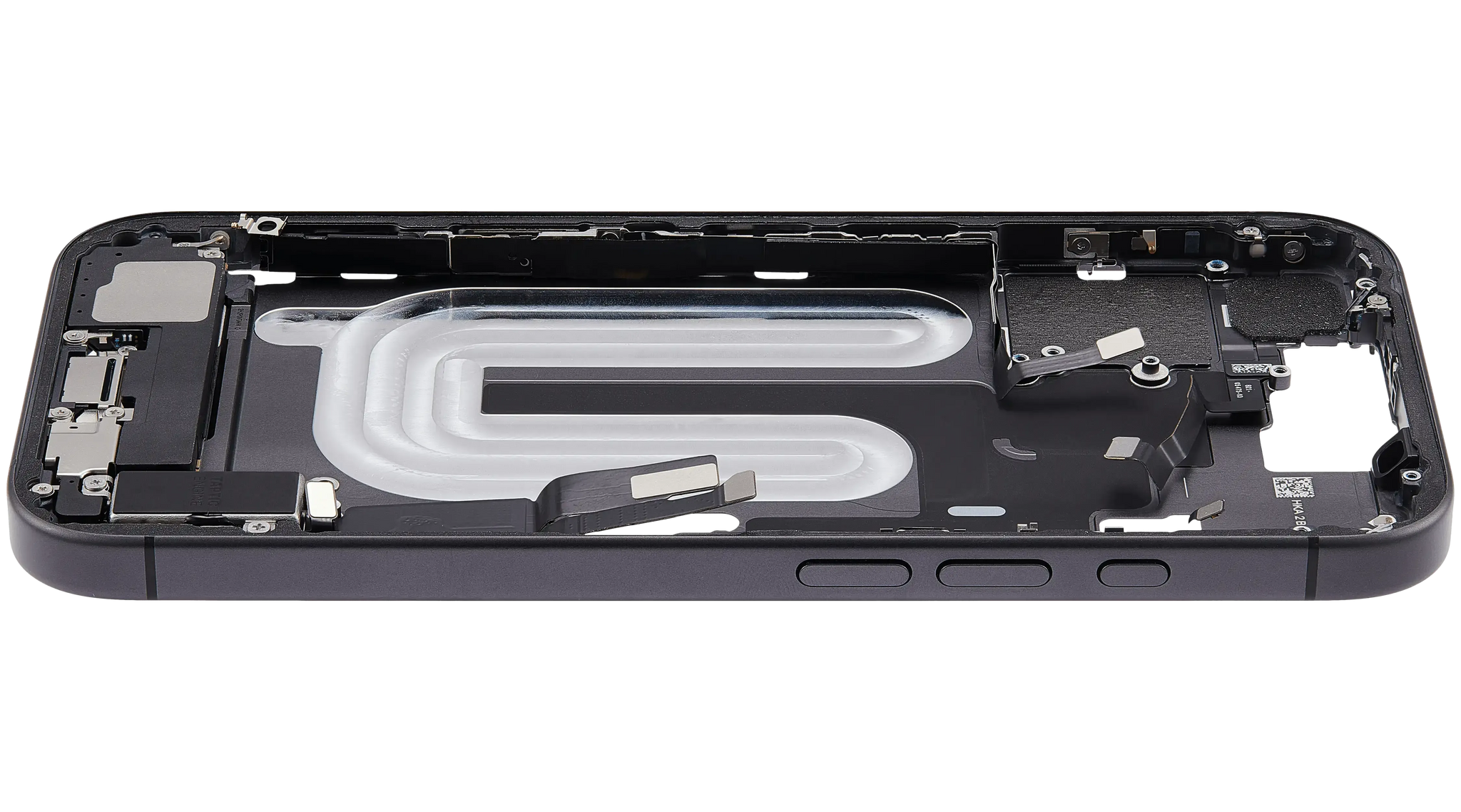 Mid-Frame Housing W/ Charging Port Flex & Small Parts For iPhone 17 (US Version) (Pull) (Black)