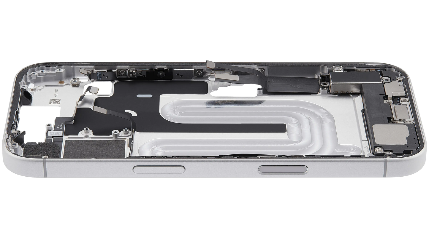 Mid-Frame Housing W/ Charging Port Flex & Small Parts For iPhone 17 (US Version) (Pull) (White)