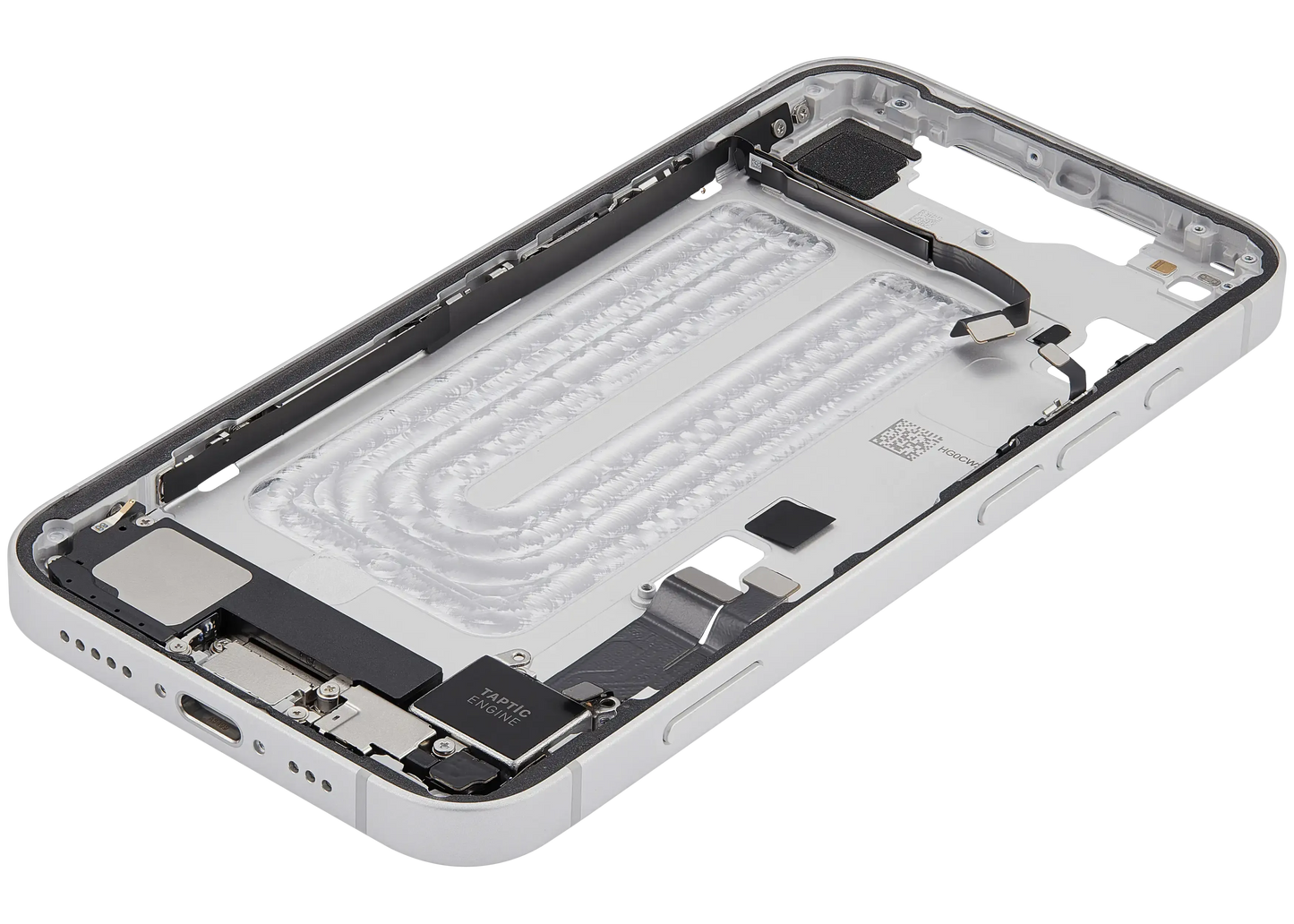 Mid-Frame Housing W/ Charging Port Flex & Small Parts For iPhone 16e (EU / Global Version) (Pull) (White)