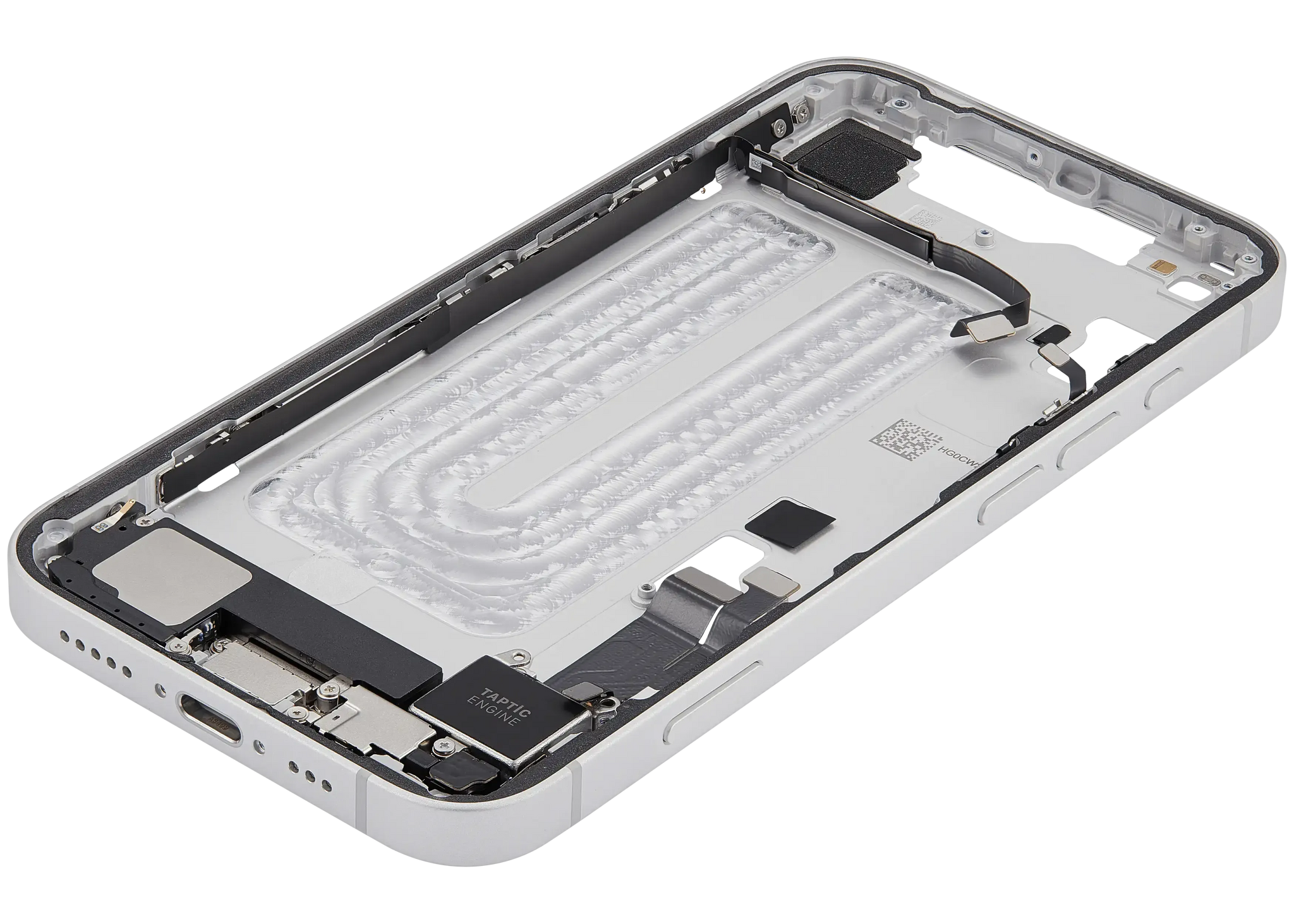 Mid-Frame Housing W/ Charging Port Flex & Small Parts For iPhone 16e (EU / Global Version) (Pull) (White)